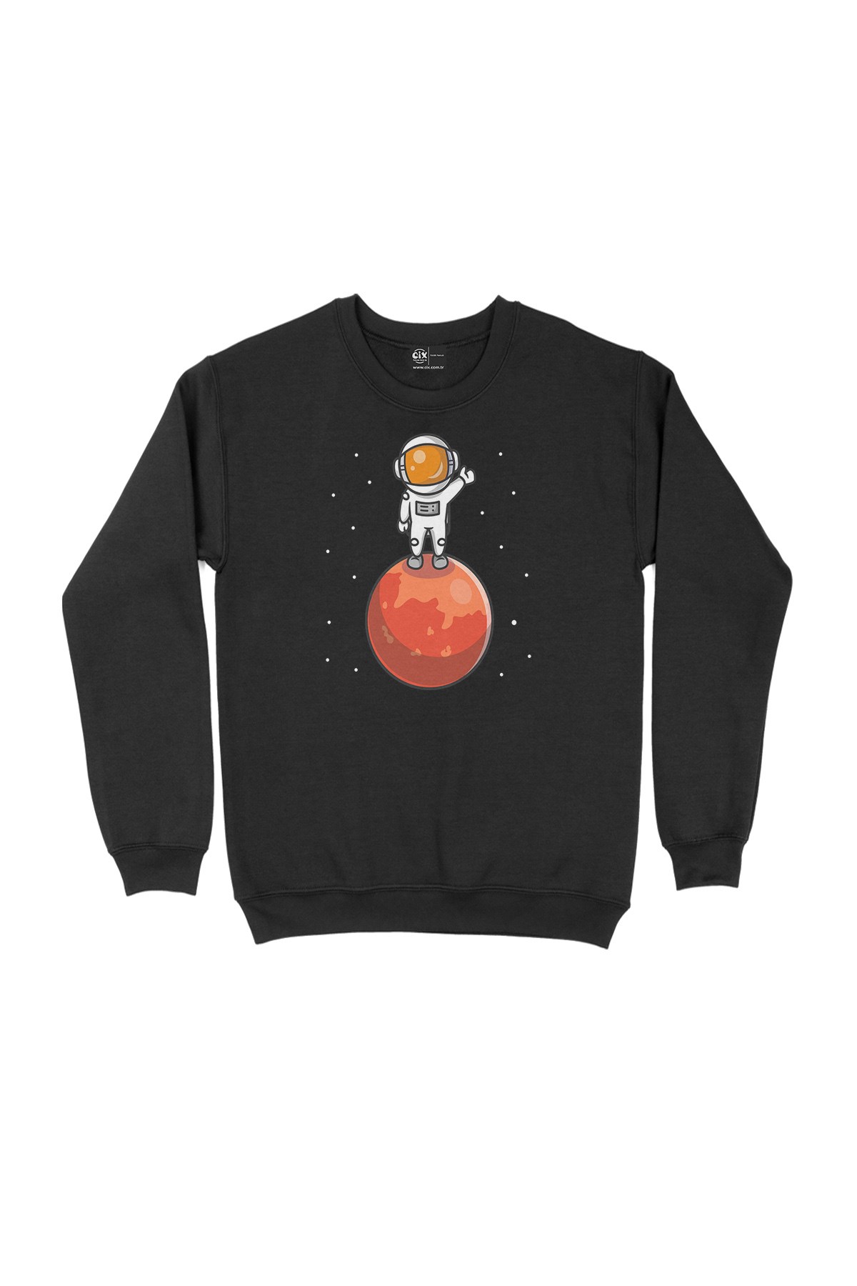 Astronot Merhaba Dünya Siyah Sweatshirt