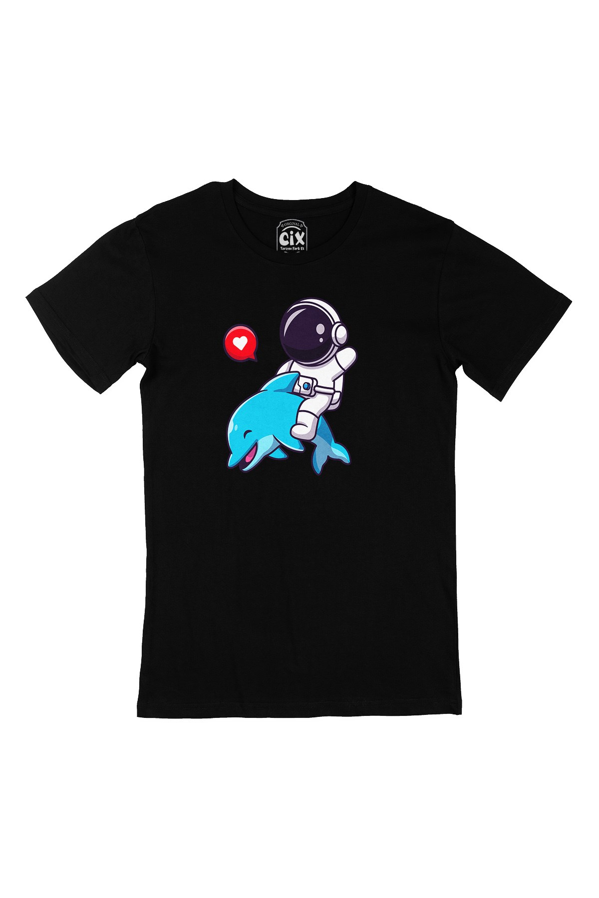 Astronot ve Balina  Siyah Tişört