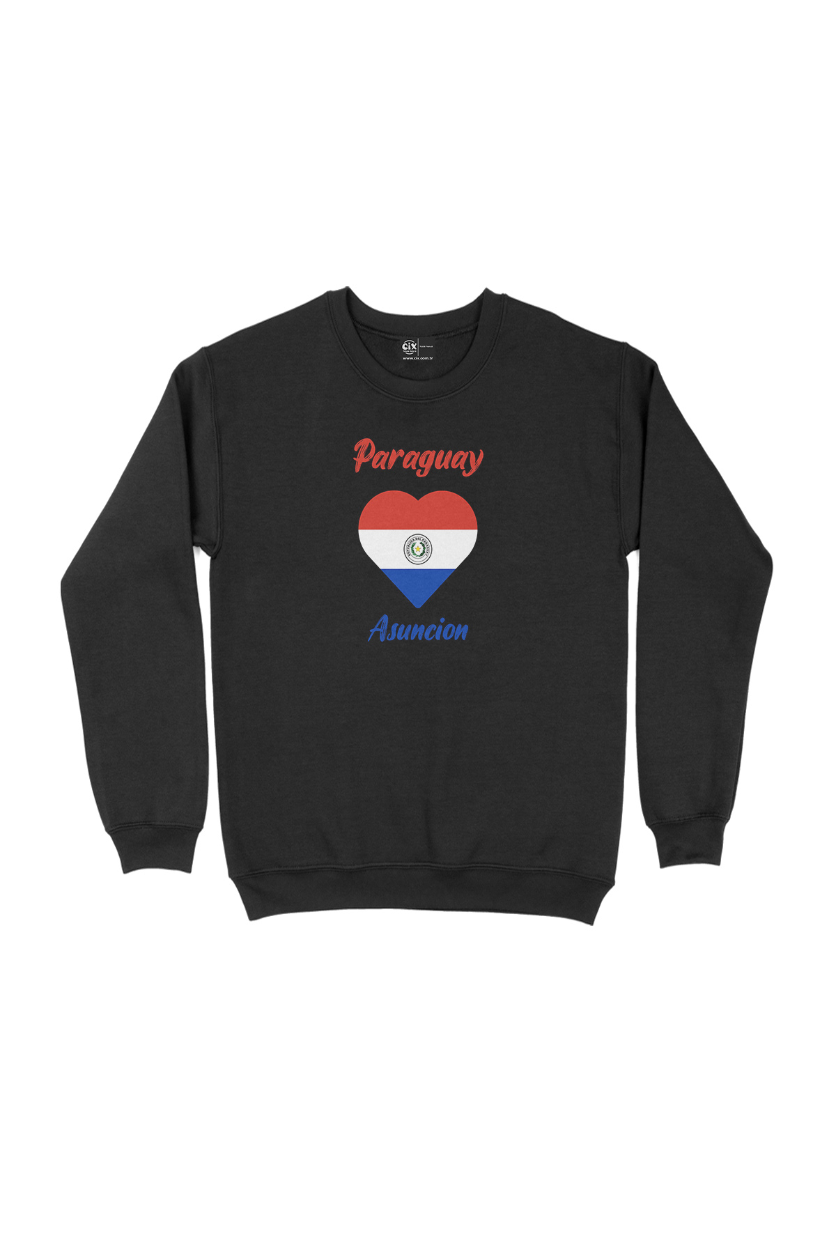 Asuncion Paraguay Bayraklı Kalpli Siyah Sweatshirt