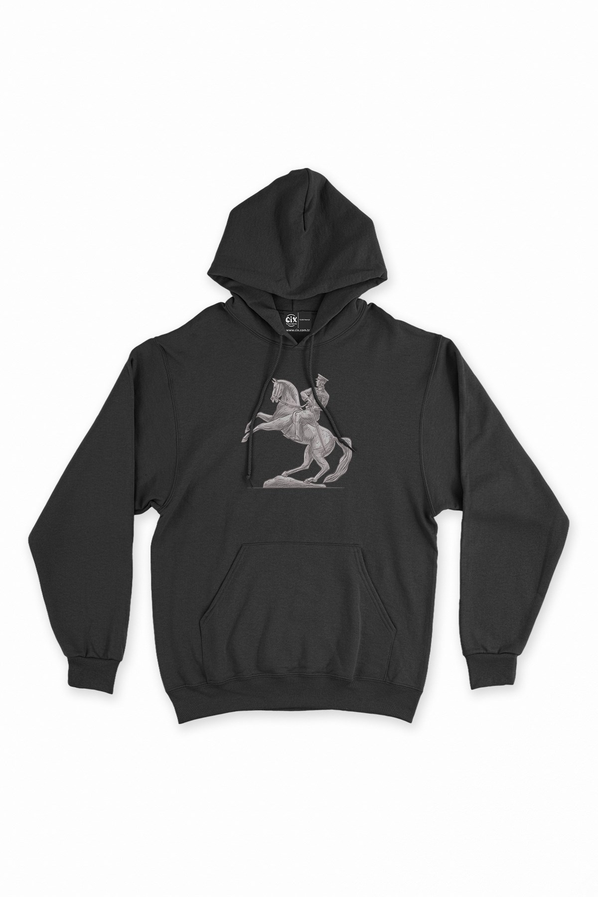 Atatürk Atlı Onur Anıtı Siyah Kapşonlu Sweatshirt Hoodie