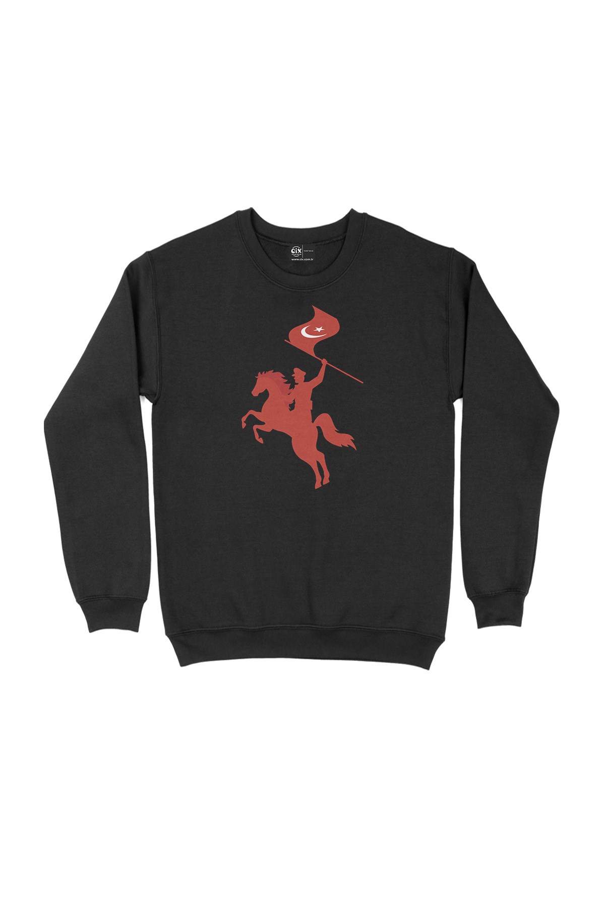 Atatürk Kırmızı Bayraklı Siyah Sweatshirt
