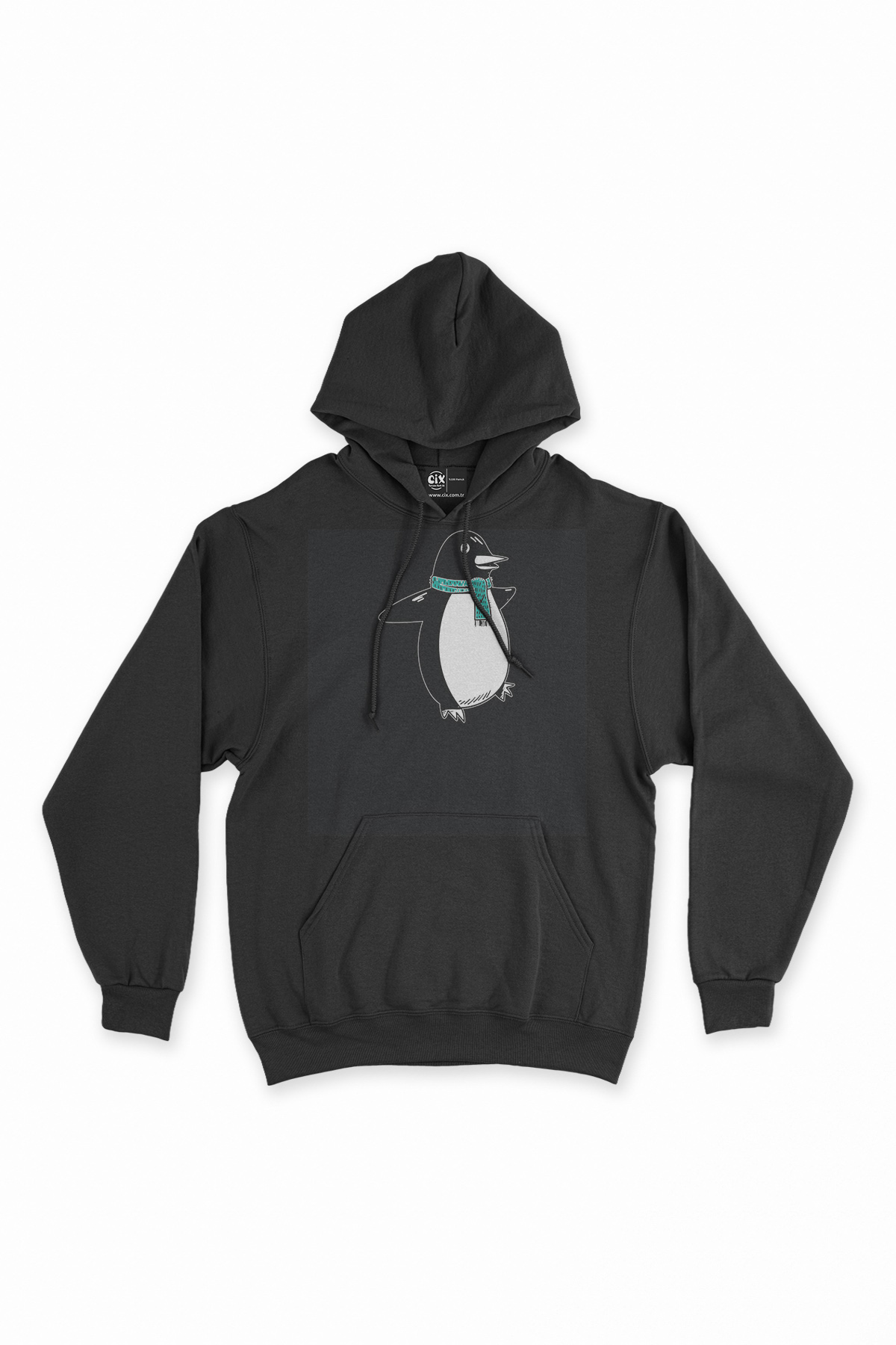 Atkılı Penguen Siyah Sweatshirt Hoodie
