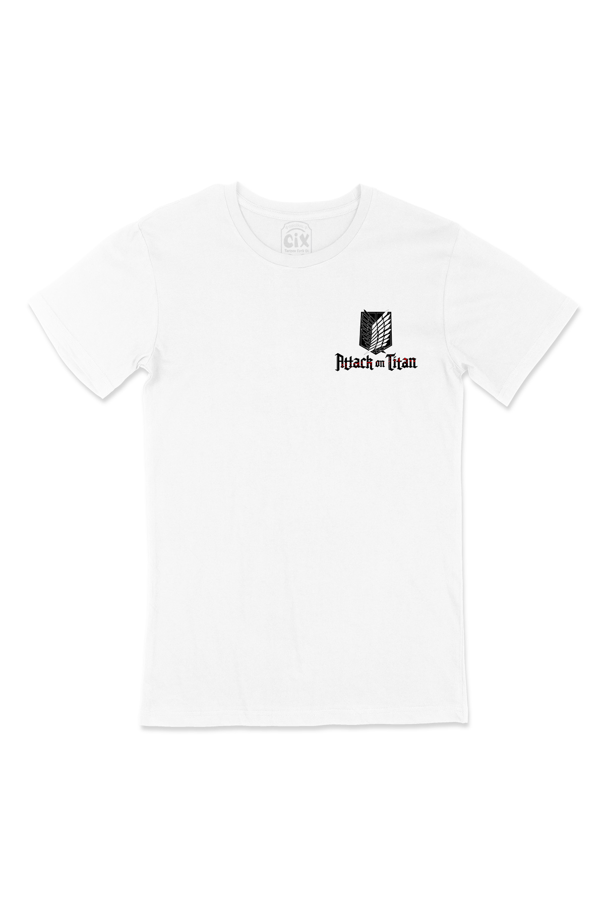Attack On Titan Cep Logo Tasarımlı Beyaz Tişört