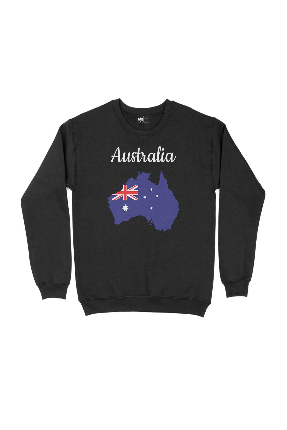 Avusturalya Haritalı ve Bayraklı Siyah Sweatshirt