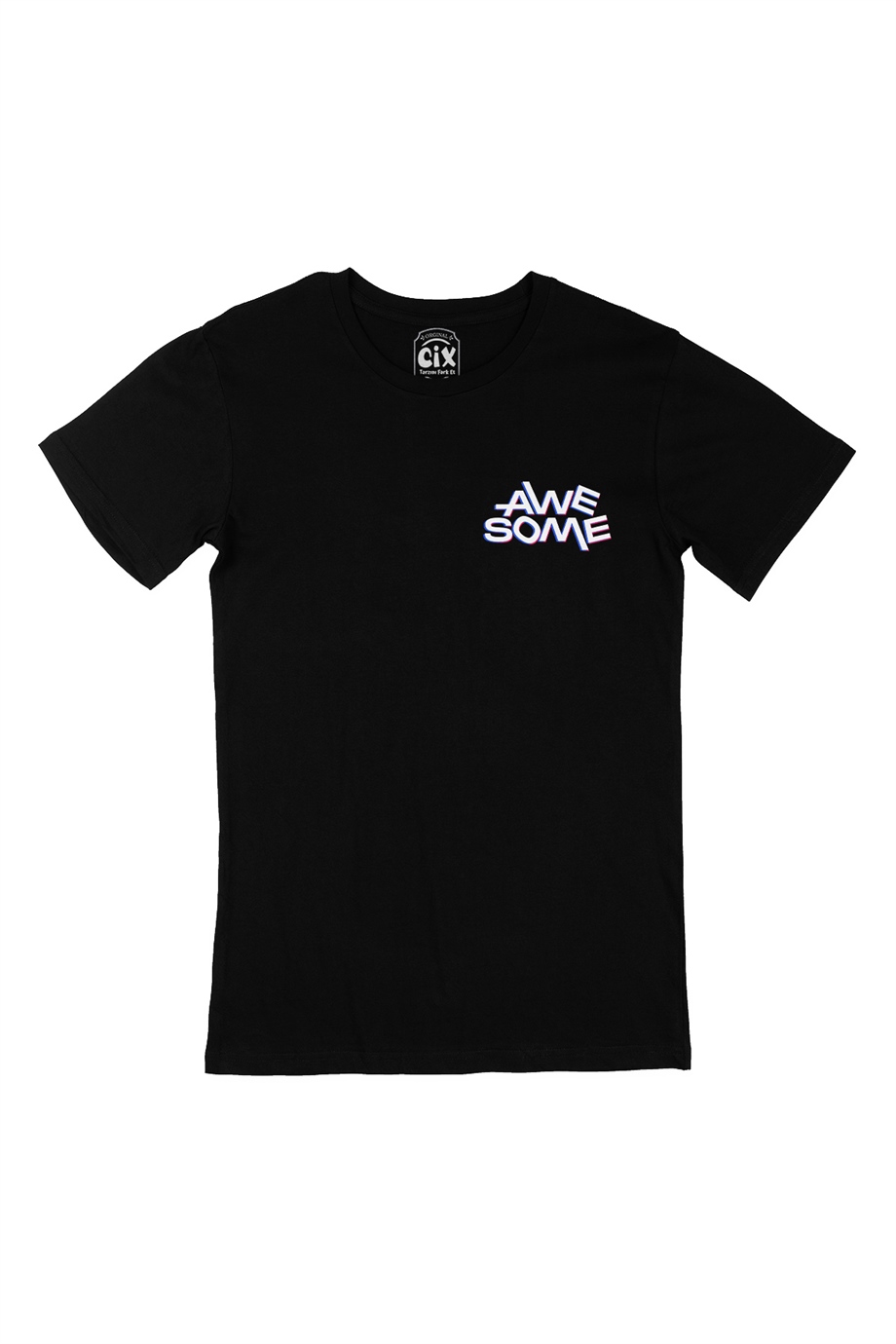 Awesome Cep Logo Tasarımlı Siyah Tişört