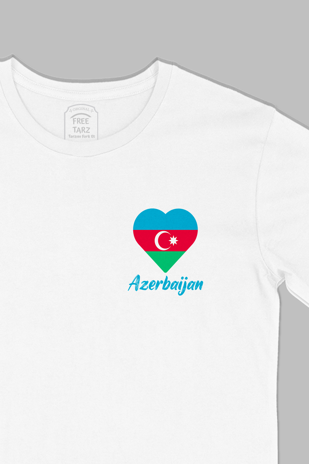 Azerbaycan Baskılı Cep Tasarım Beyaz Tişört Azerbaycan Baskılı Cep Tasarım Beyaz Tişört - Ücretsiz Kargo
