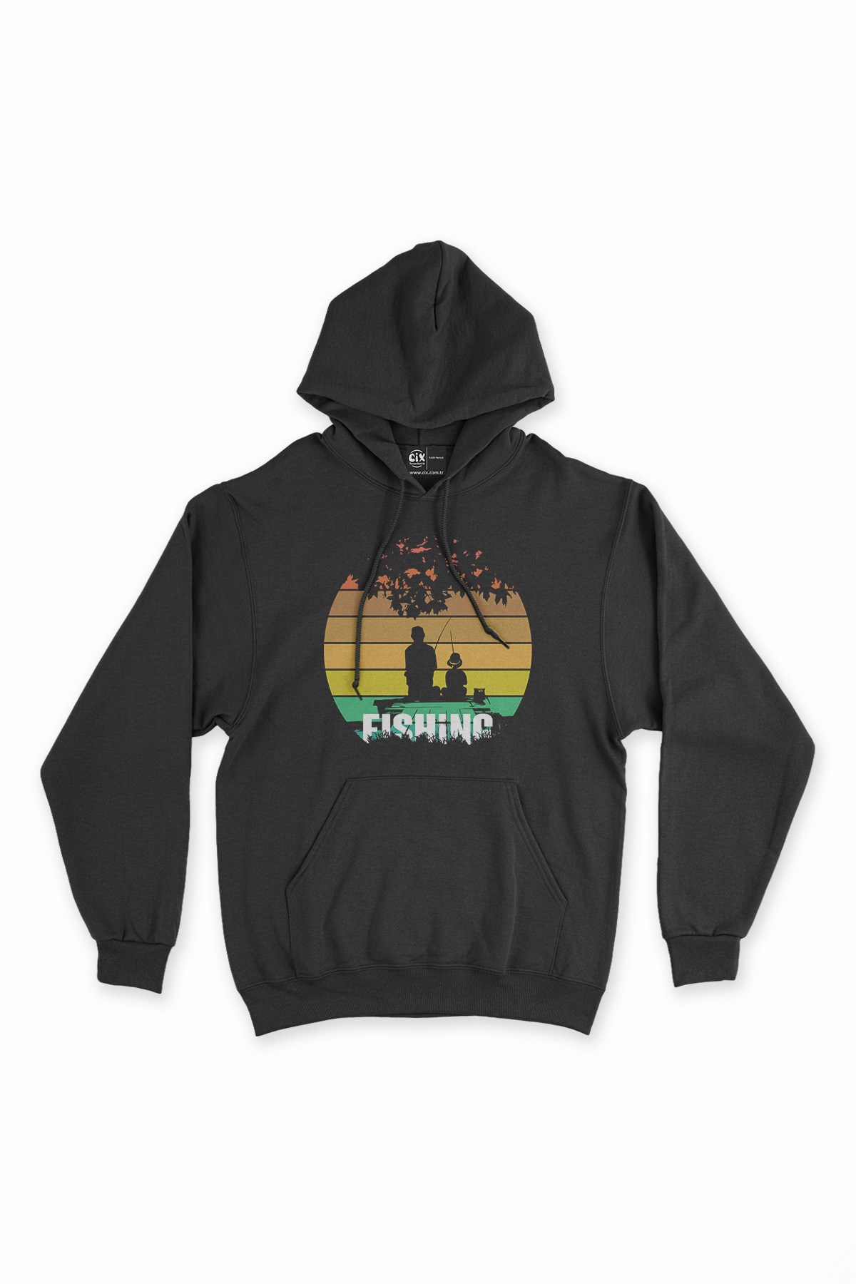 Baba Oğul Balıkçılık Siyah Kapşonlu Sweatshirt Hoodie