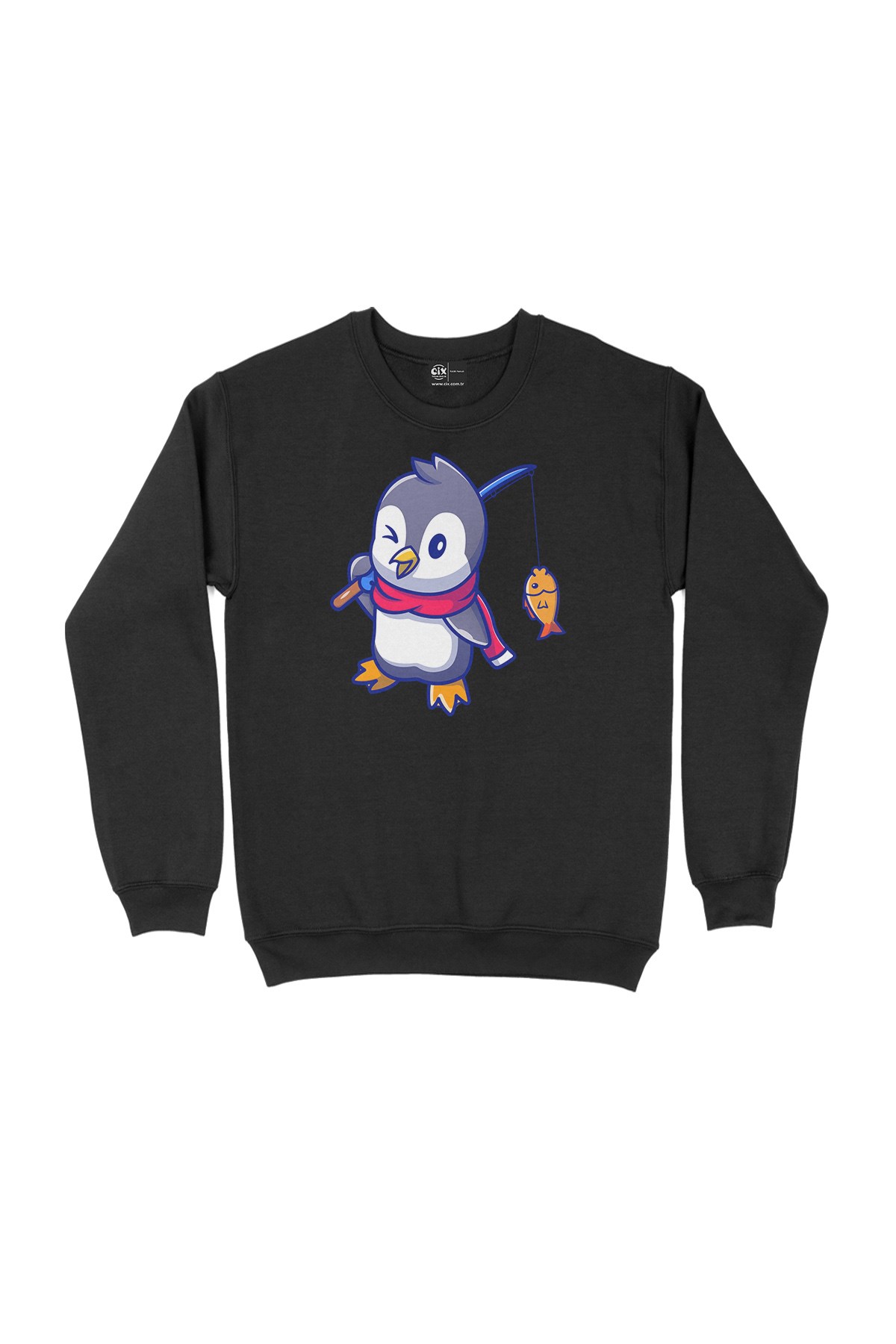 Balıkçı Penguen Siyah Sweatshirt