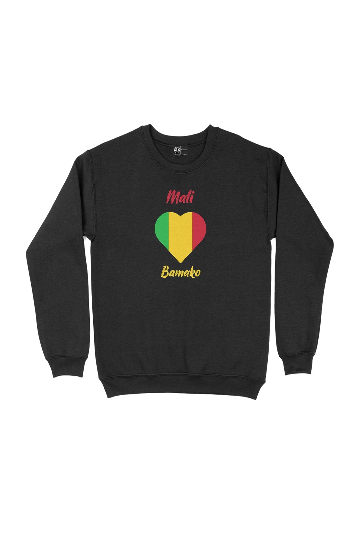 Bamako Bali Bayraklı Kalpli Siyah Sweatshirt