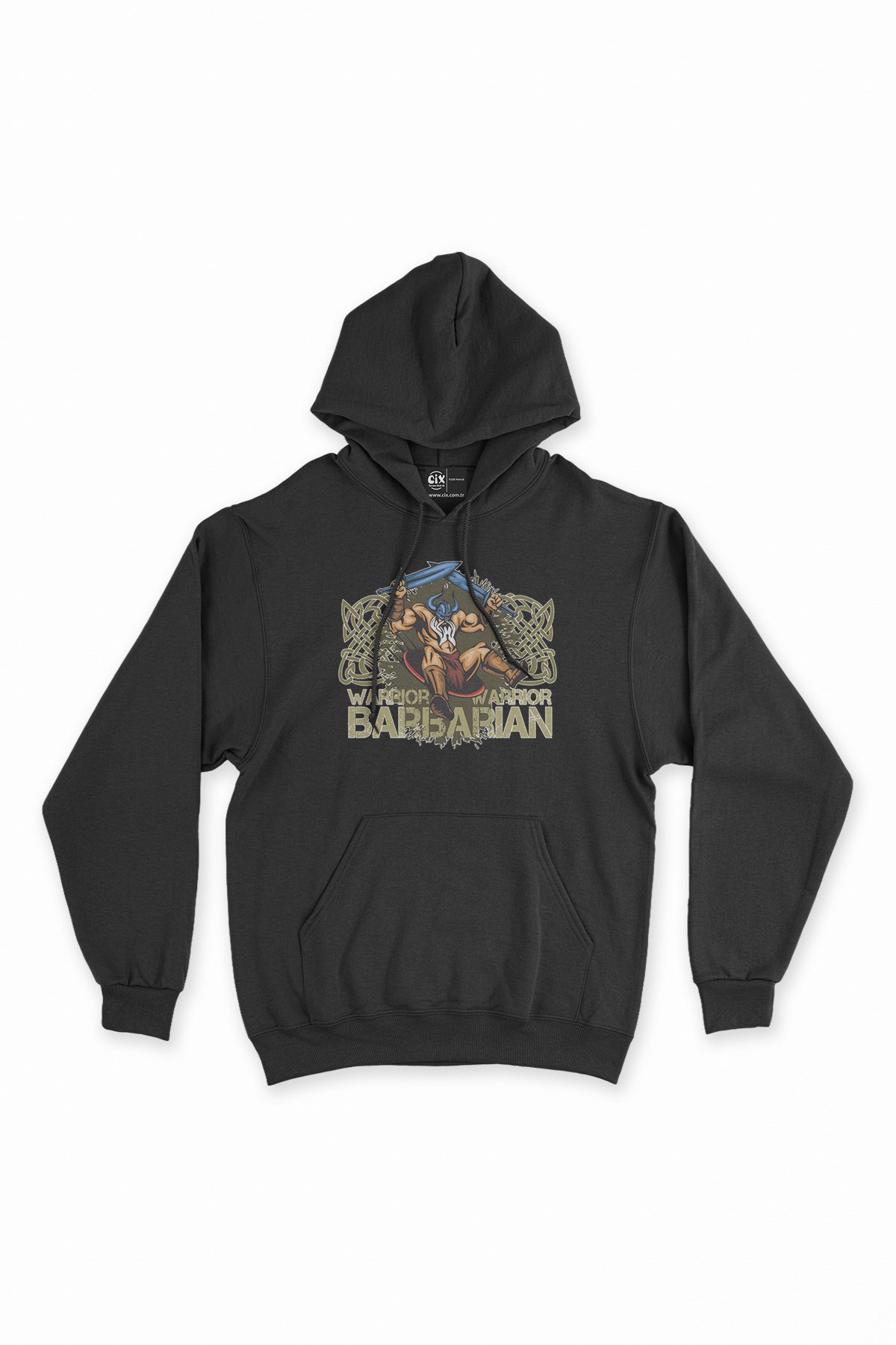 Barbarian Warrior Siyah Kapşonlu Sweatshirt Hoodie