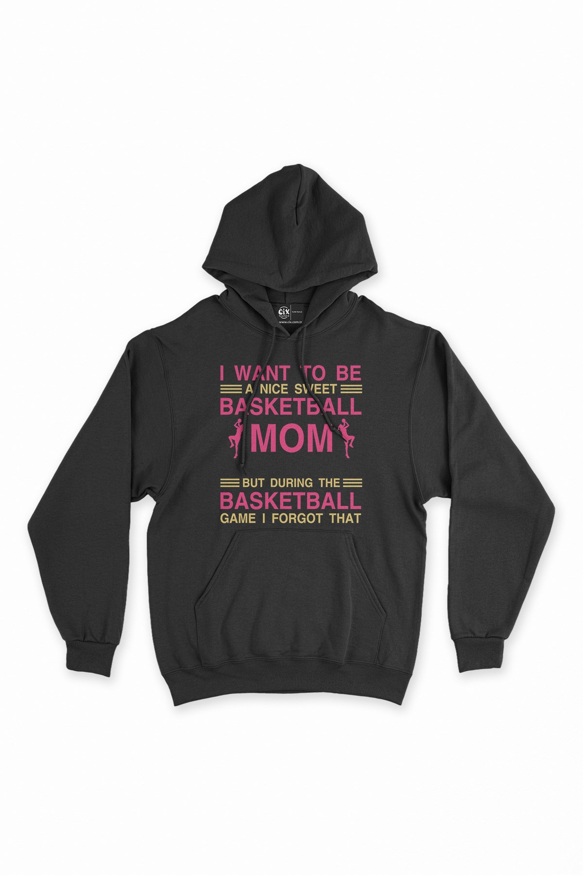 Basketball Mom Siyah Kapşonlu Sweatshirt Hoodie