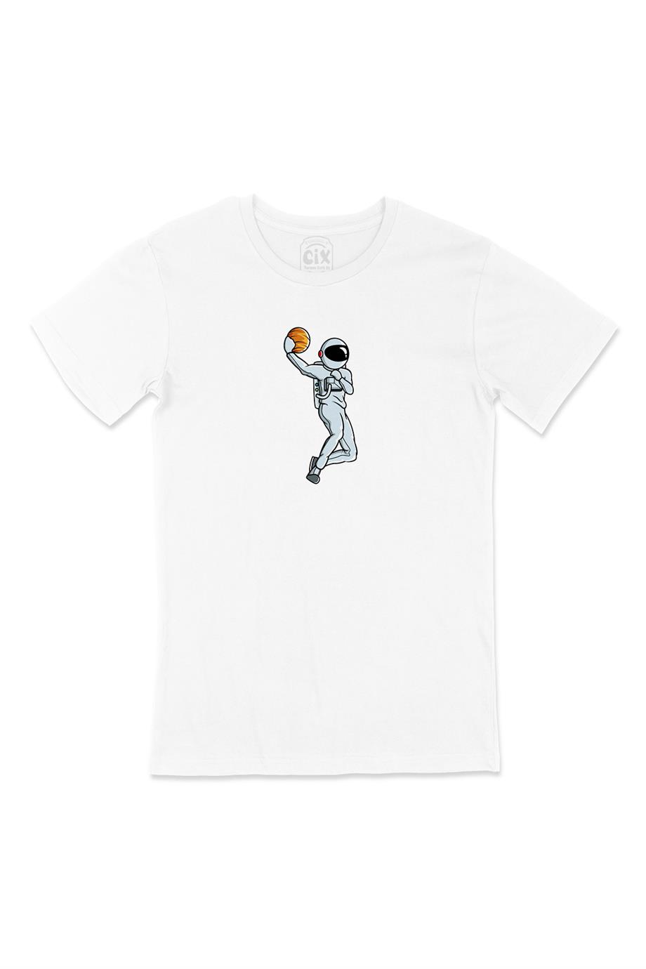 Basketbol Oyuncu Astronot Beyaz Tişört
