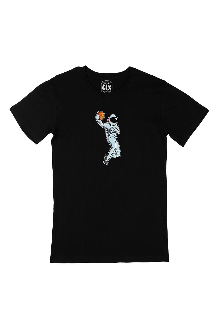Basketbol Oyuncu Astronot Siyah Tişört