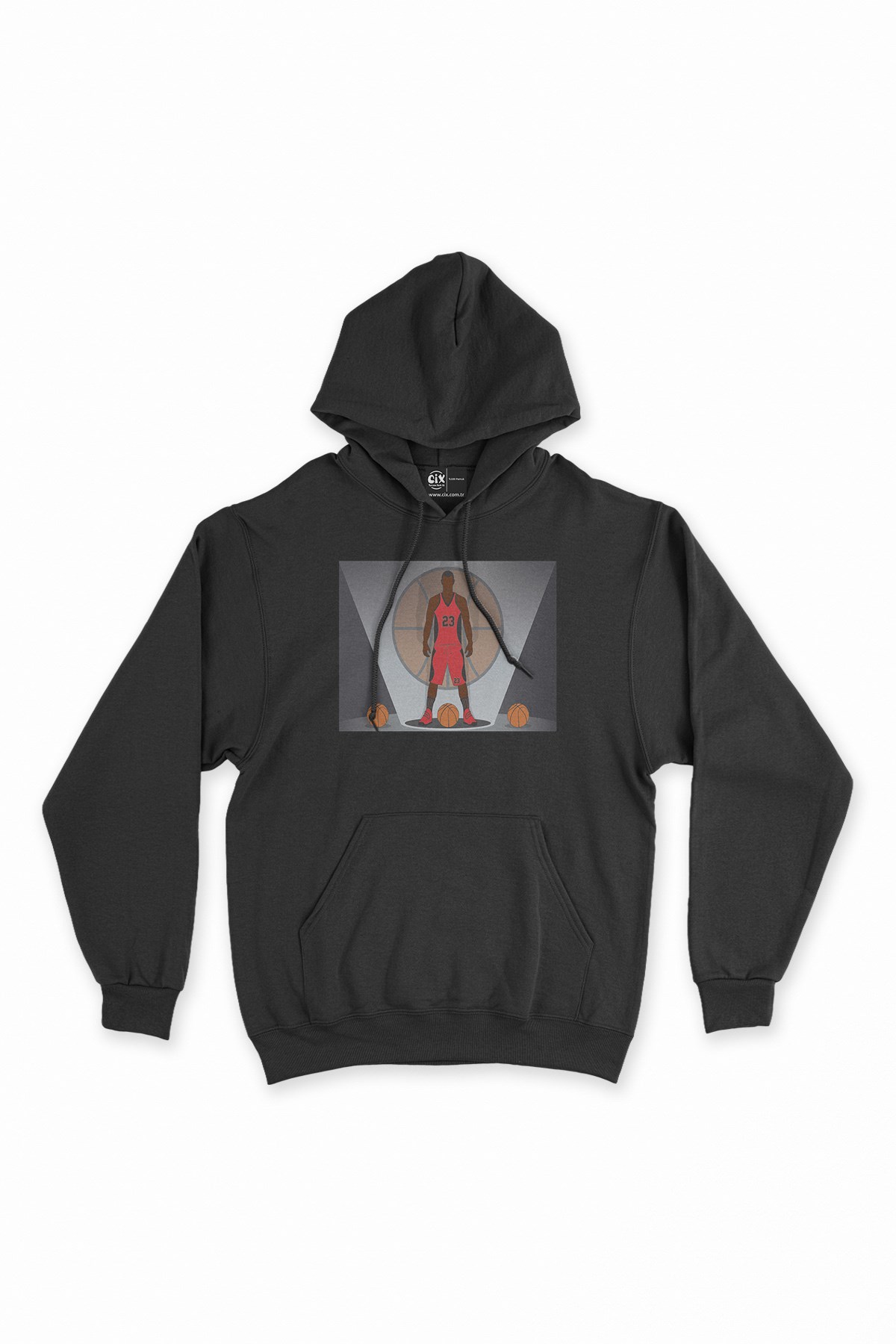 Basketbolcu Siyah Kapşonlu Sweatshirt Hoodie
