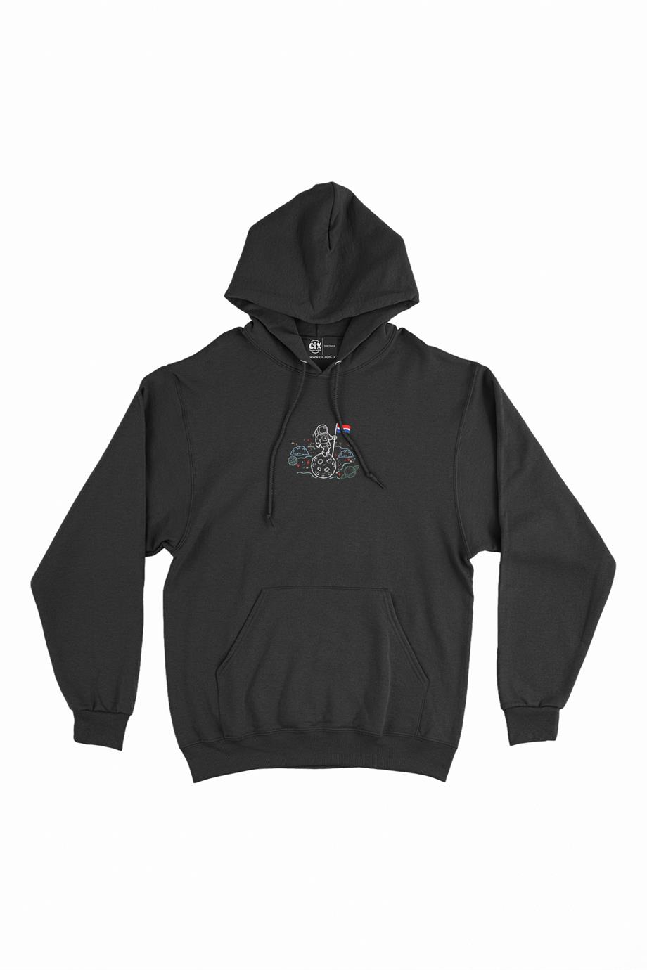 Bayraklı Astronot Çizimli Minimal Kapşonlu Sweatshirt Hoodie Bayraklı Astronot Çizimli Minimal Kapşonlu Sweatshirt Hoodie - Ücretsiz Kargo