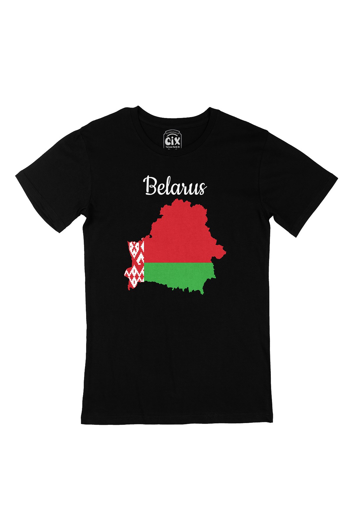 Belarus Haritalı ve Bayraklı Siyah Tişört