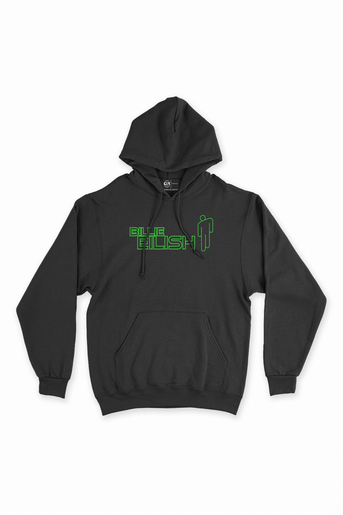 Billie Eilish Logolu Siyah Kapşonlu Sweatshirt Hoodie