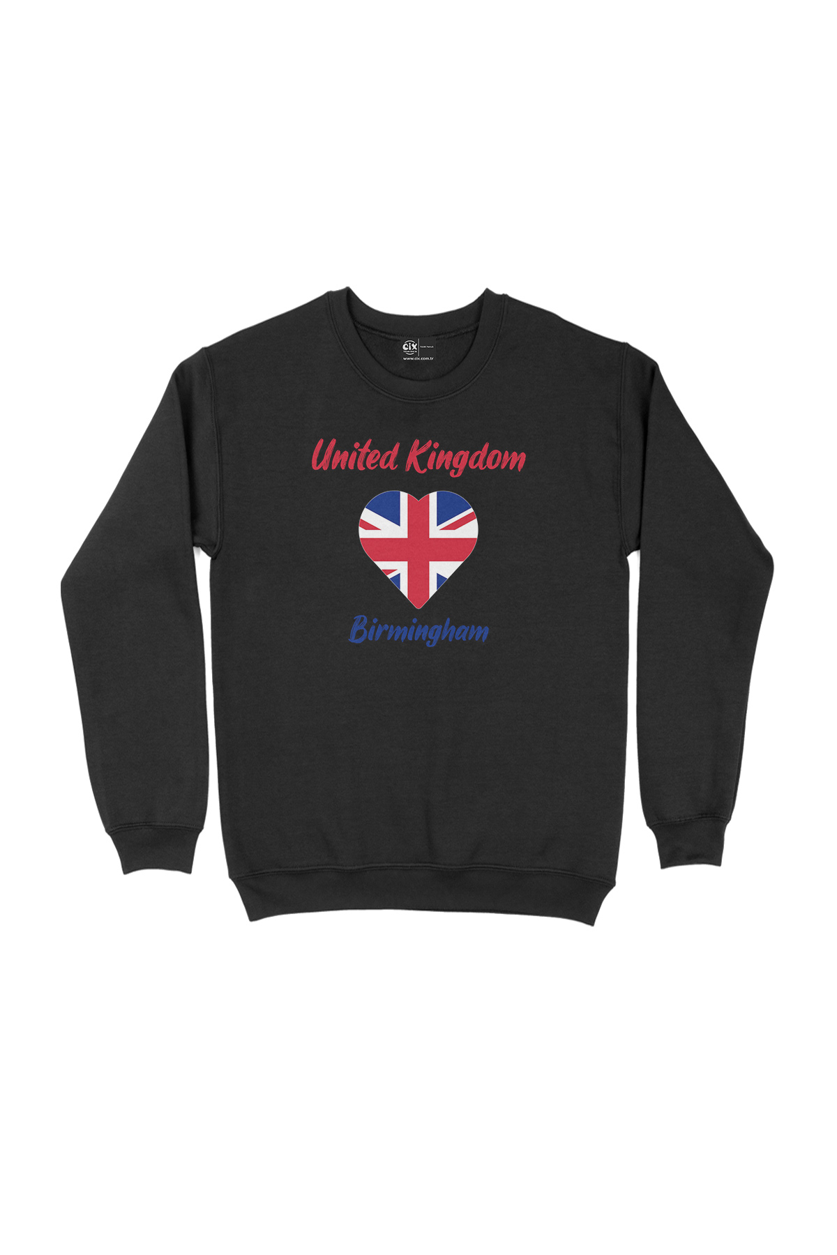 Birmingham İngiltere Bayraklı Kalpli Siyah Sweatshirt