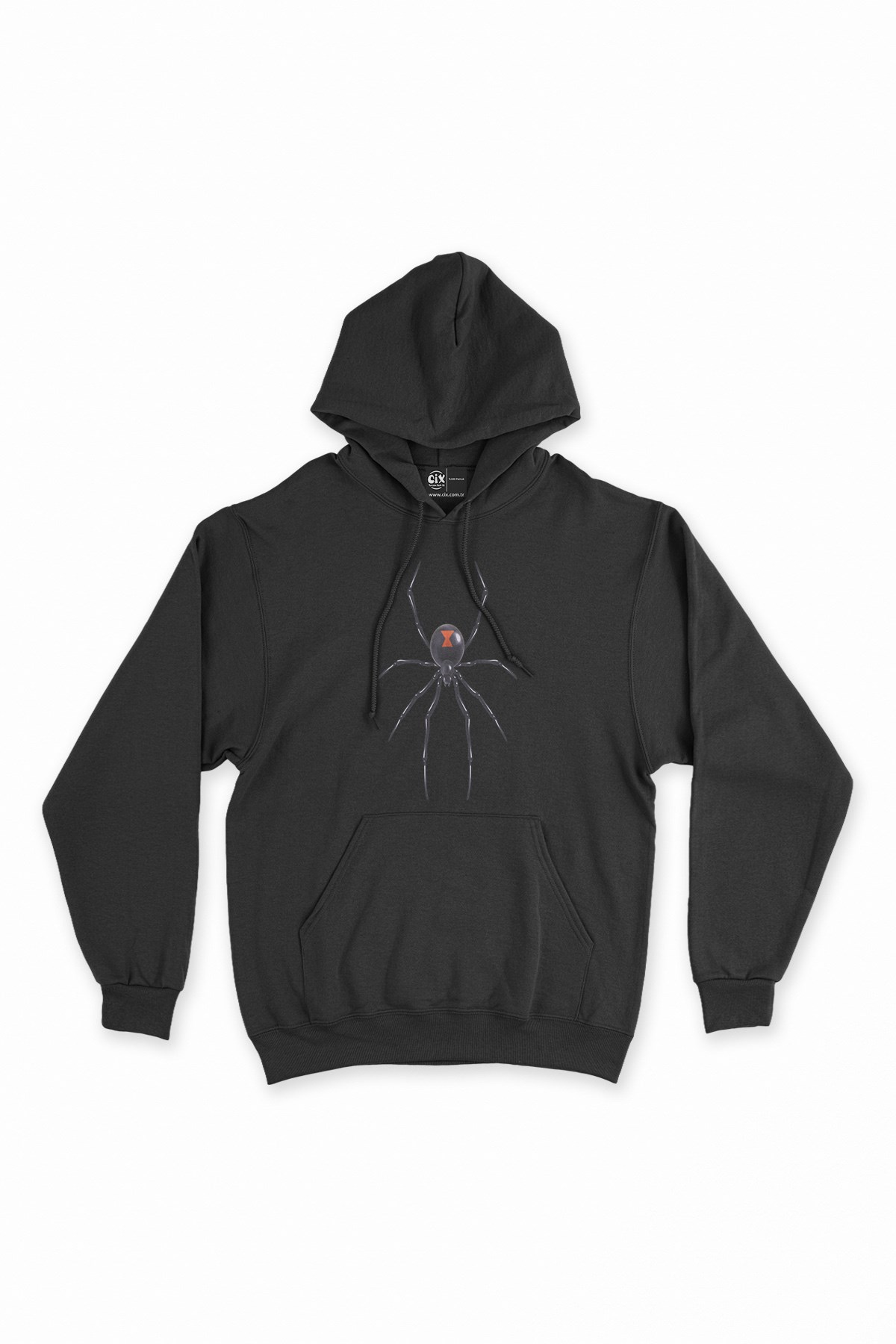 Black Widow Gerçek Örümcek Siyah Kapşonlu Sweatshirt Hoodie