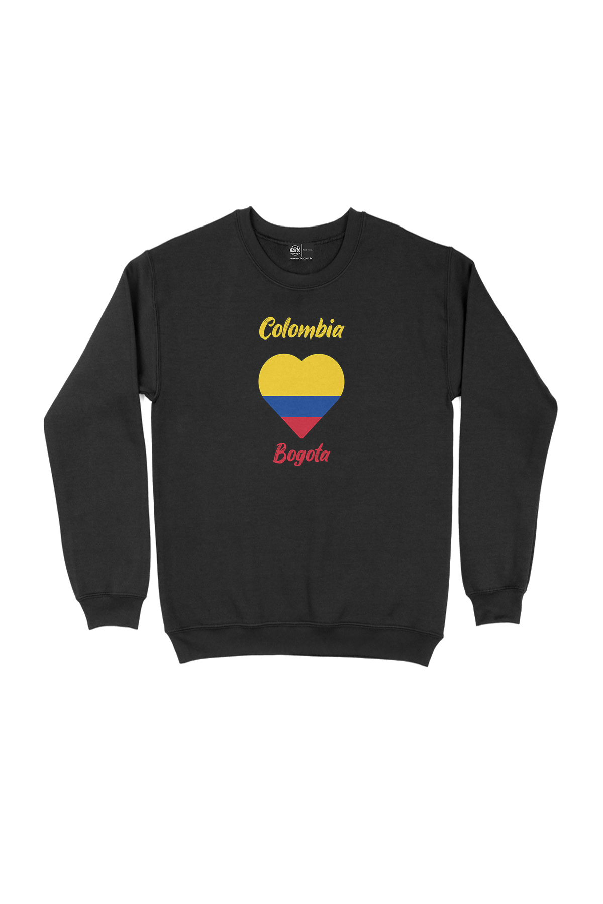 Bogota Kolombiya Bayraklı Kalpli Siyah Sweatshirt