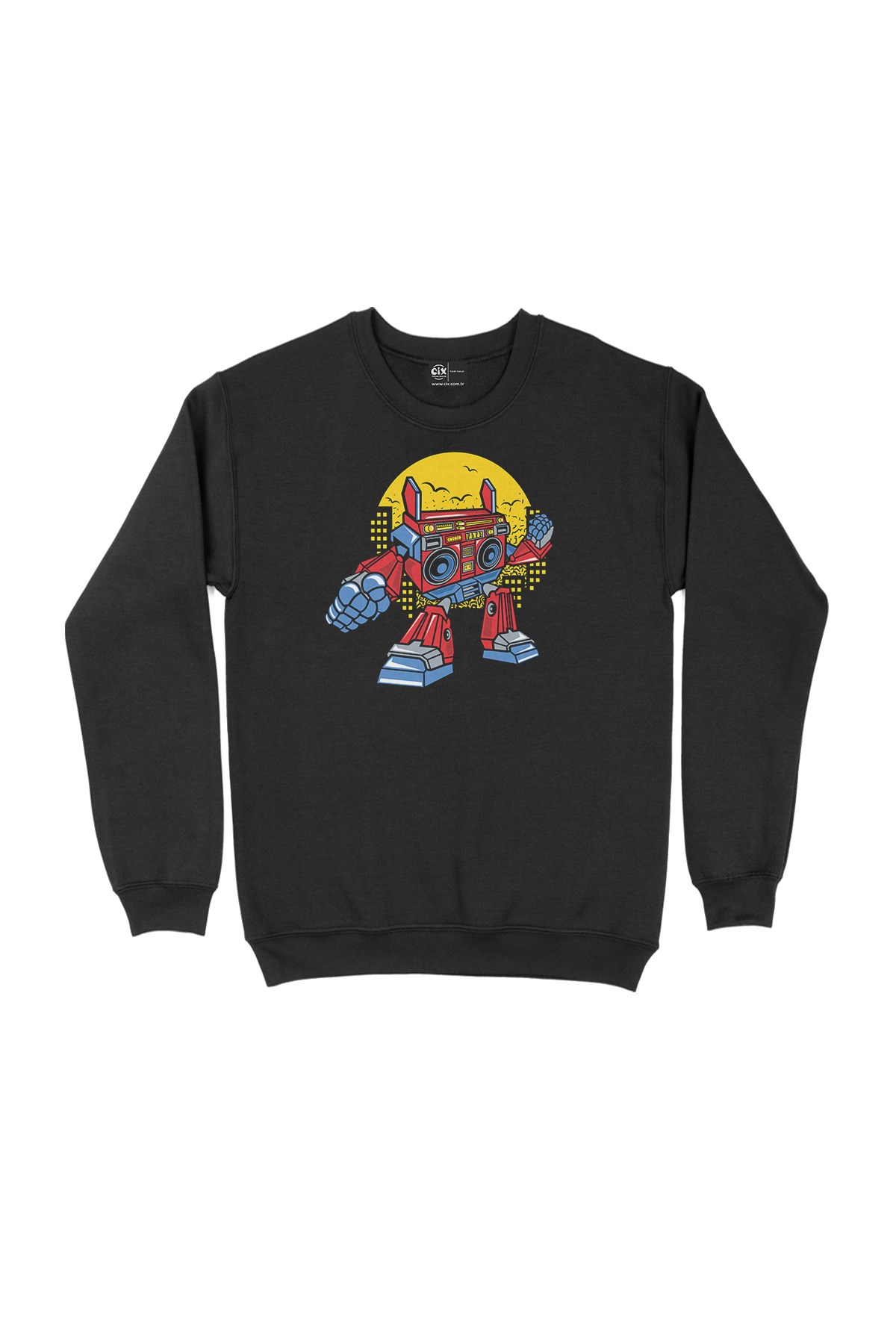 Boom Box Robotlu Siyah Sweatshirt
