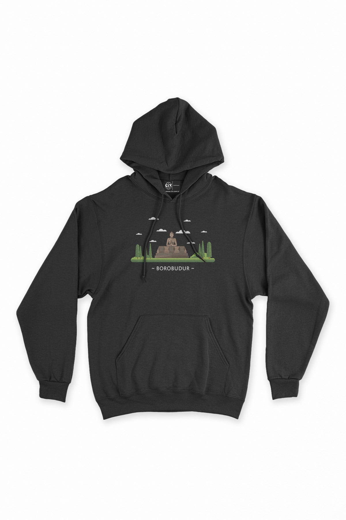Borobudur Siyah Kapşonlu Sweatshirt Hoodie