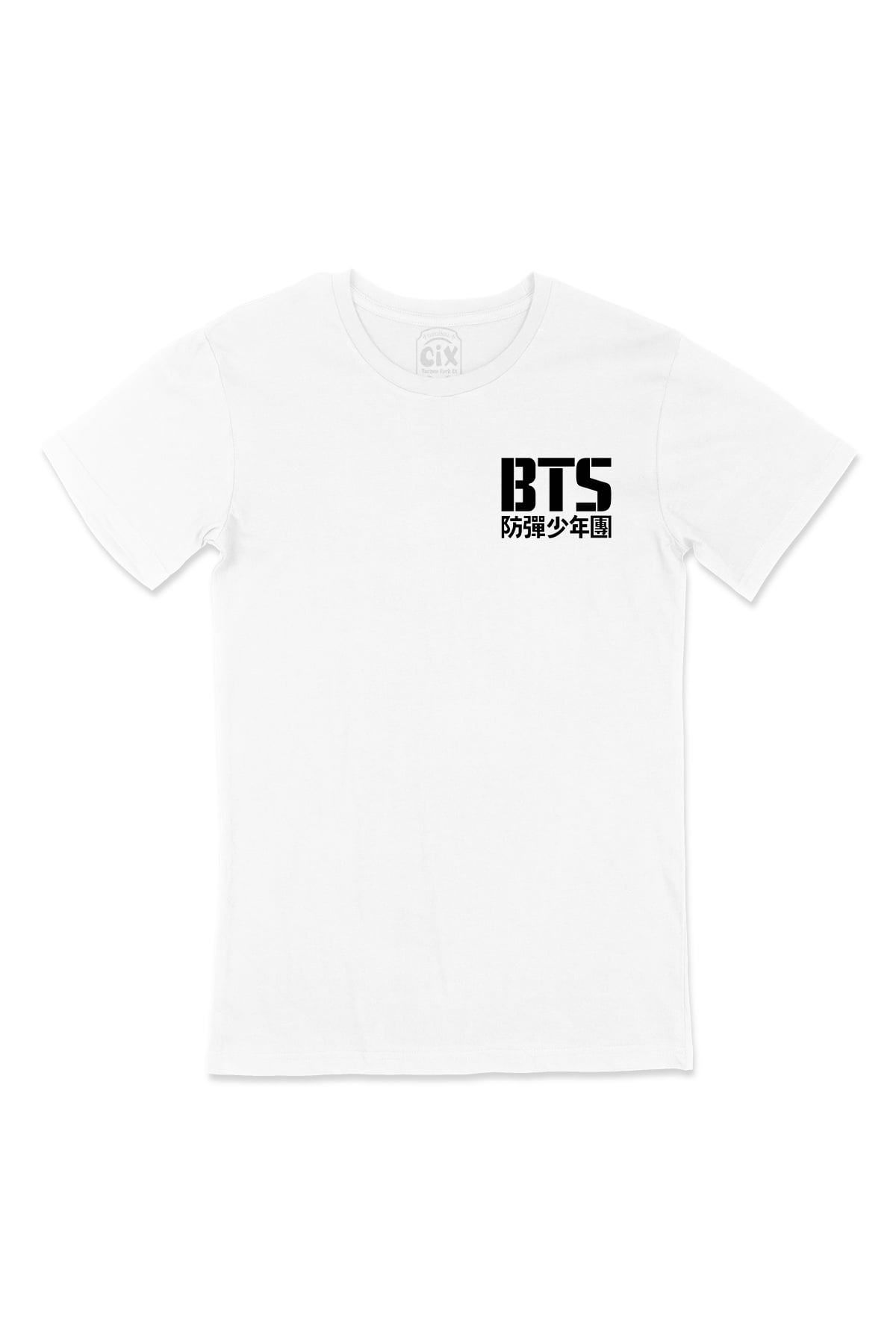 Bts Bangtan Boys Cep Logo Tasarımlı Beyaz Tişört