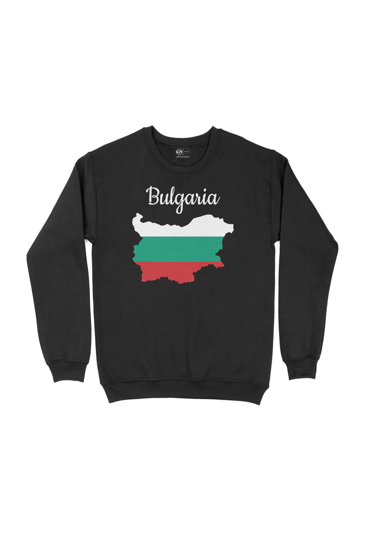 Bulgaristan Haritalı ve Bayraklı Siyah Sweatshirt