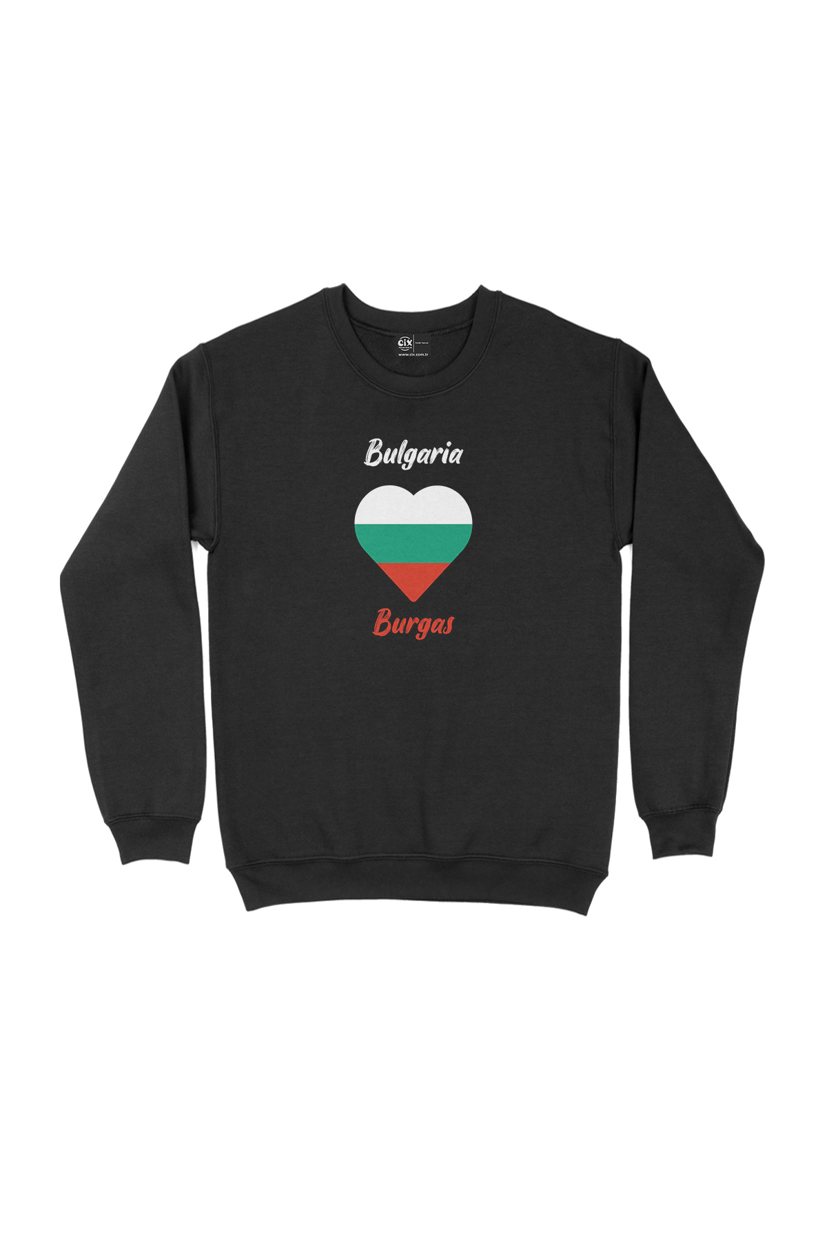 Burgaz Bulgaristan Bayraklı Kalpli Siyah Sweatshirt