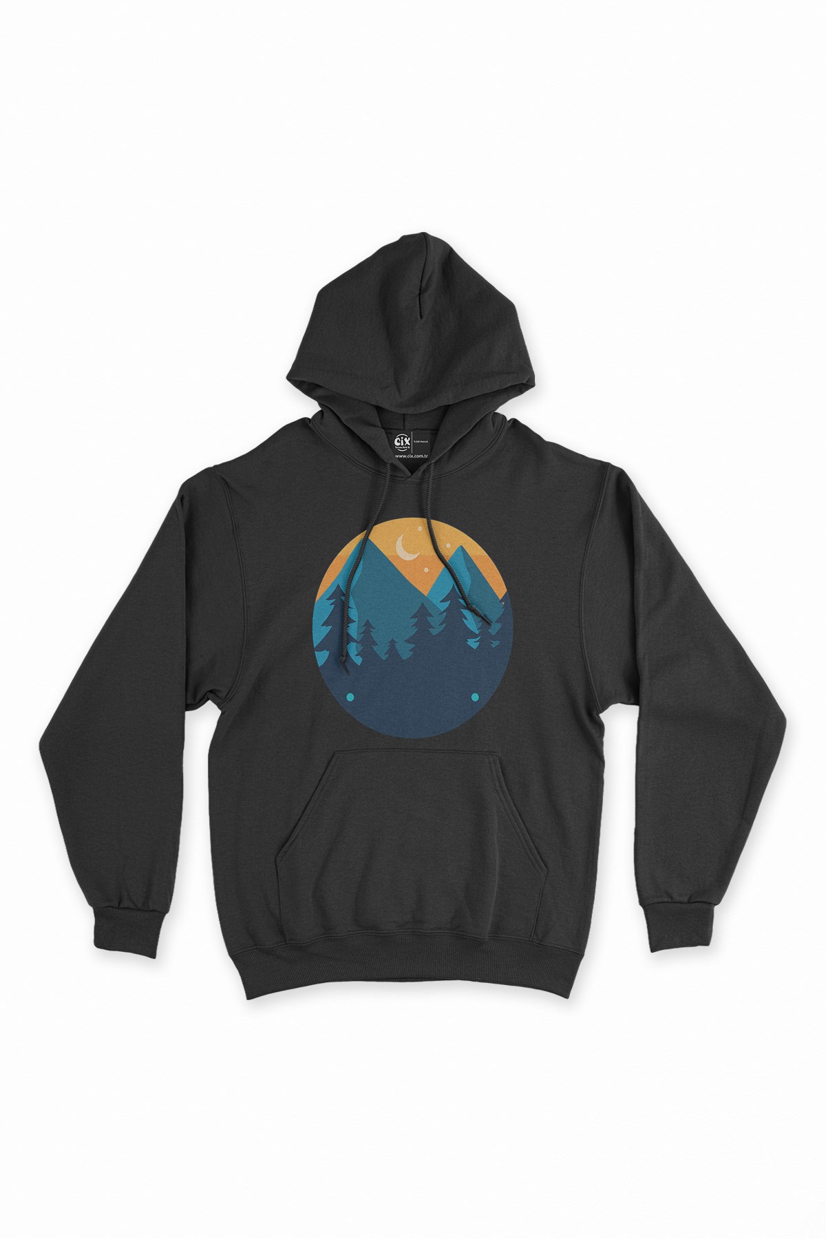 Camp Nights Siyah Kapşonlu Sweatshirt Hoodie