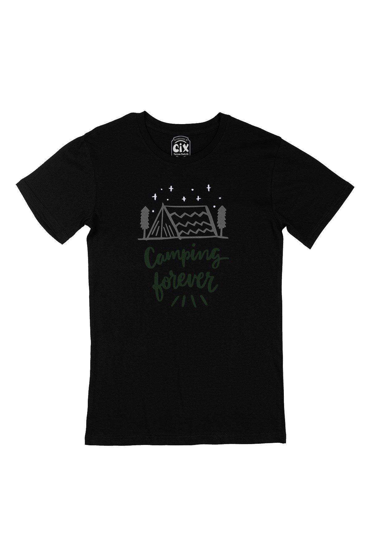 Camping Forever Siyah Tişört