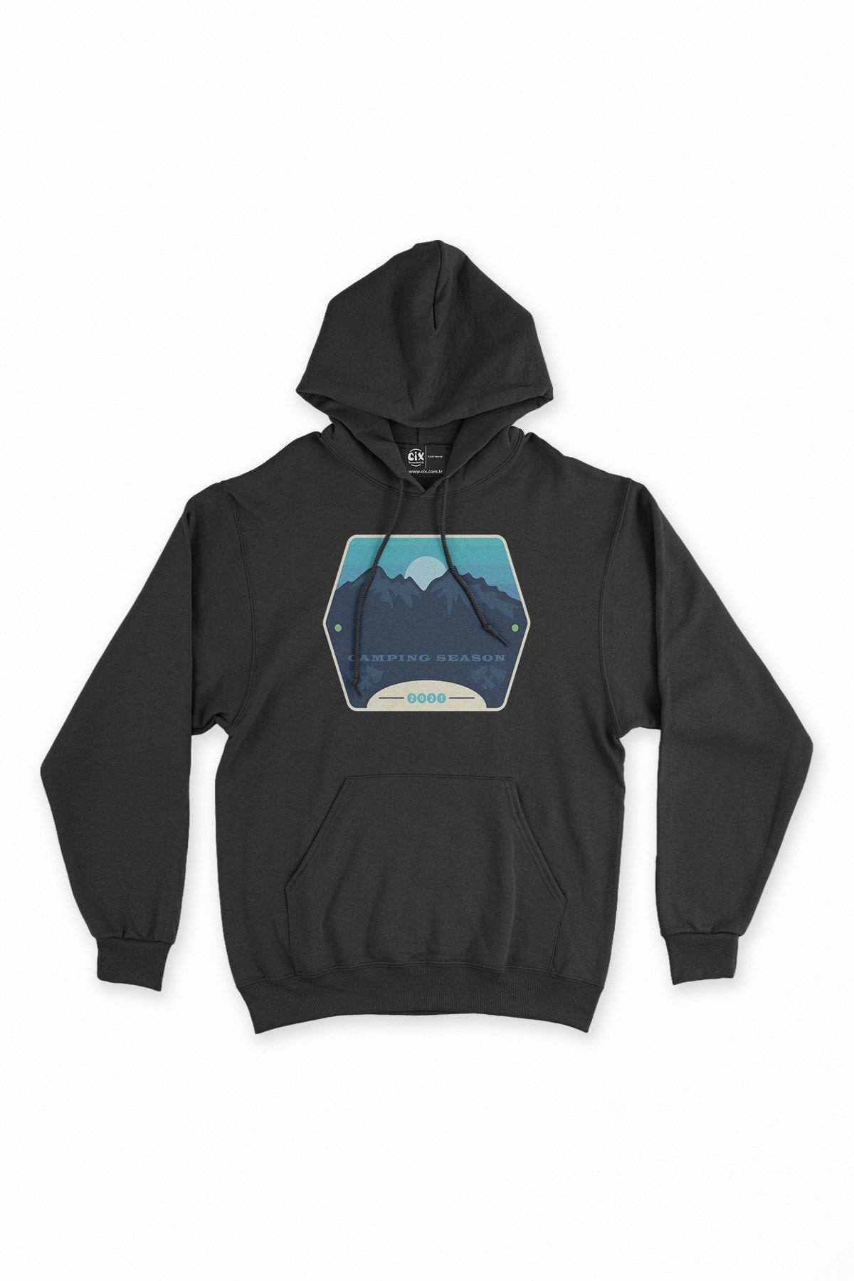 Camping Season 2021 Siyah Kapşonlu Sweatshirt Hoodie