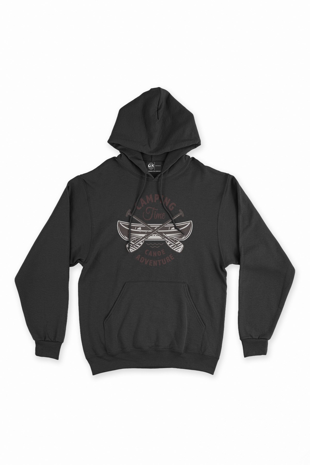 Canoe Adventure Siyah Kapşonlu Sweatshirt Hoodie