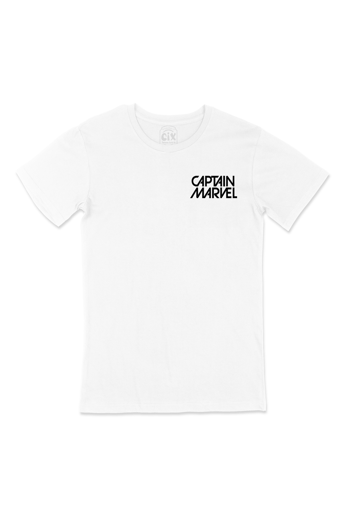 Captain Marvel Cep Logo Tasarımlı Beyaz Tişört