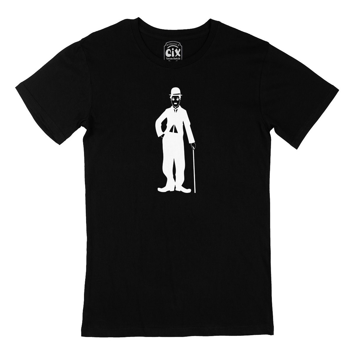 Charlie Chaplin Bastonlu Siyah Tişört