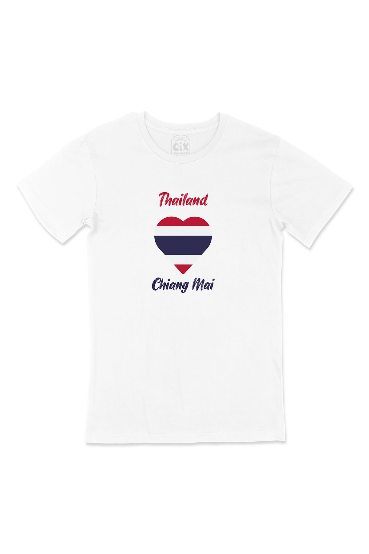Chiang Mai Tayland Bayraklı Kalpli Tişört