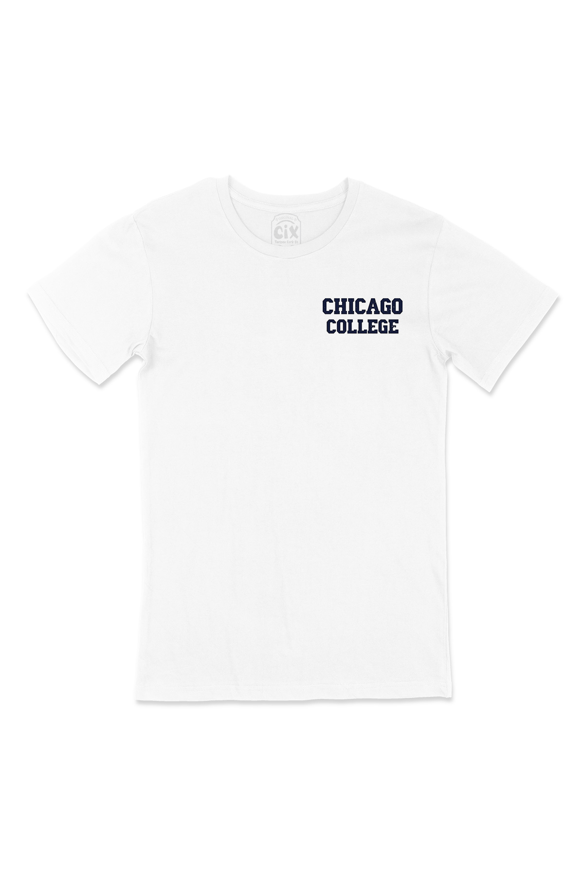 Chicago College Cep Logo Tasarımlı Beyaz Tişört