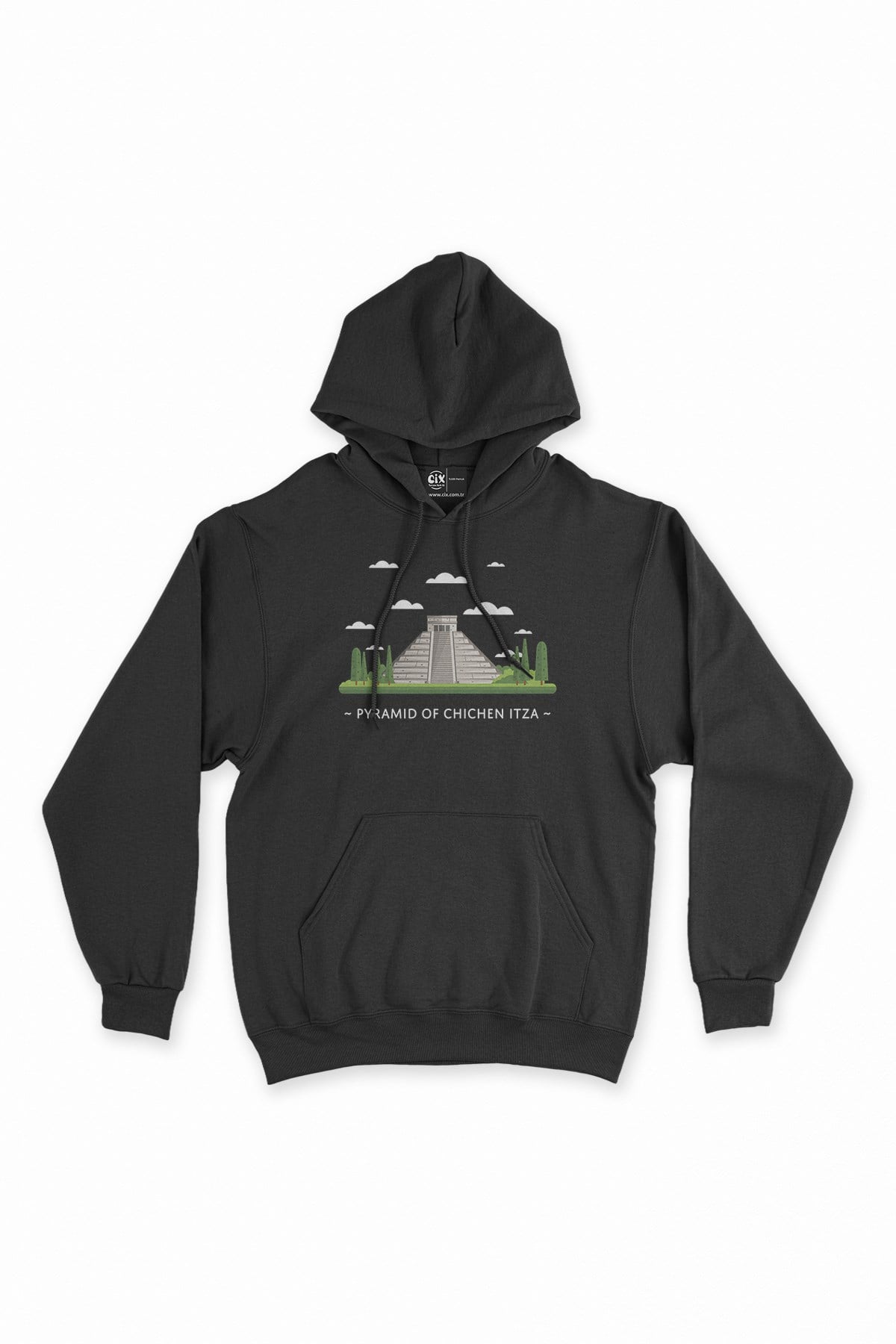 Çiçen İtza Piramit Siyah Kapşonlu Sweatshirt Hoodie