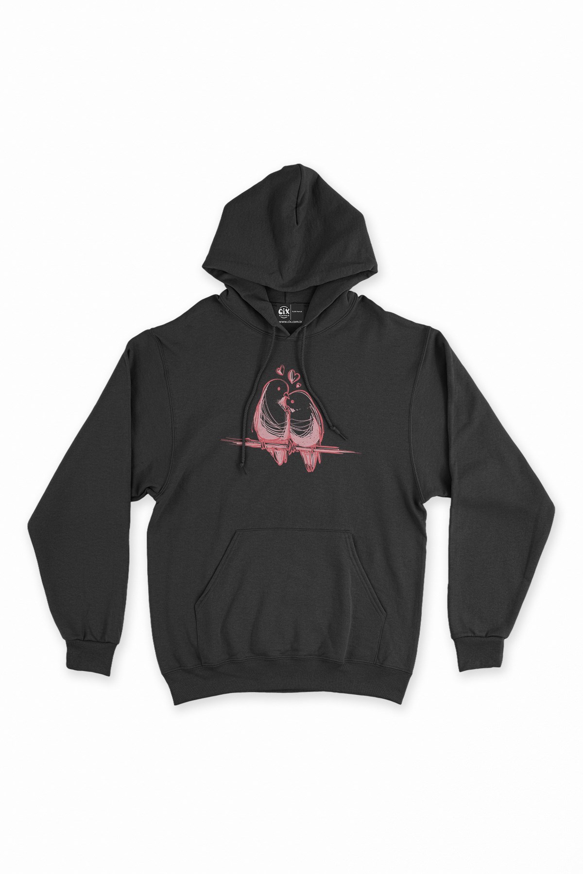 Çifte Kumrular Siyah Kapşonlu Sweatshirt Hoodie