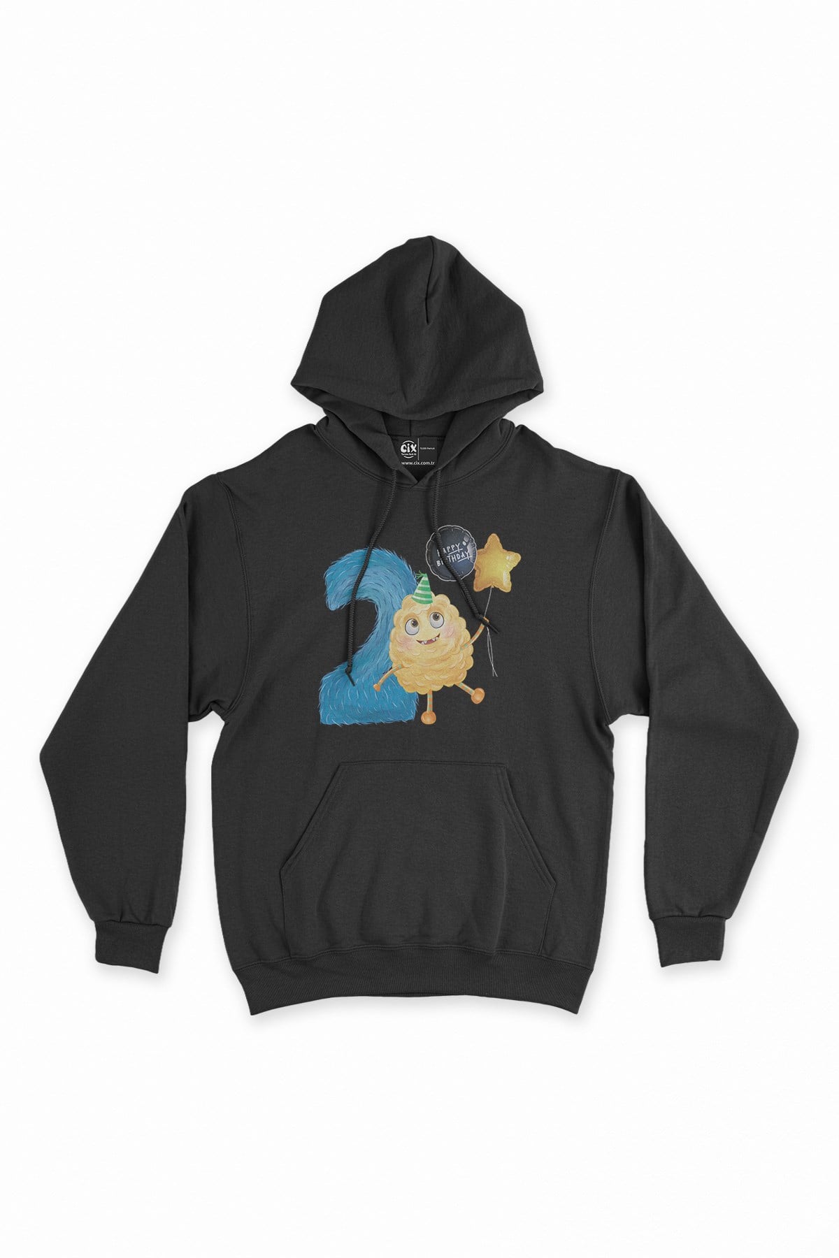 Çocuğumun 2. Yaşına Özel Siyah Kapşonlu Sweatshirt Hoodie