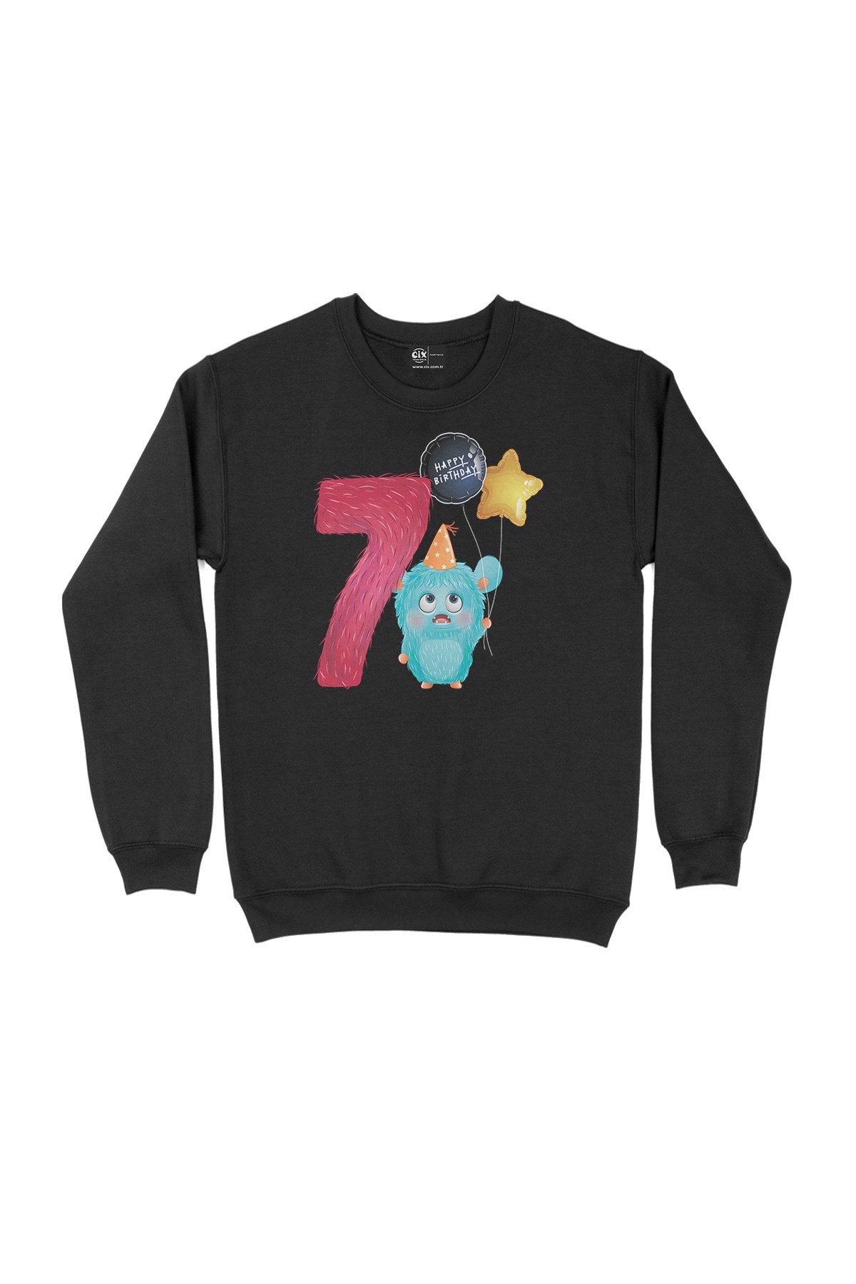 Çocuğumun 7. Yaşına Özel Siyah Sweatshirt