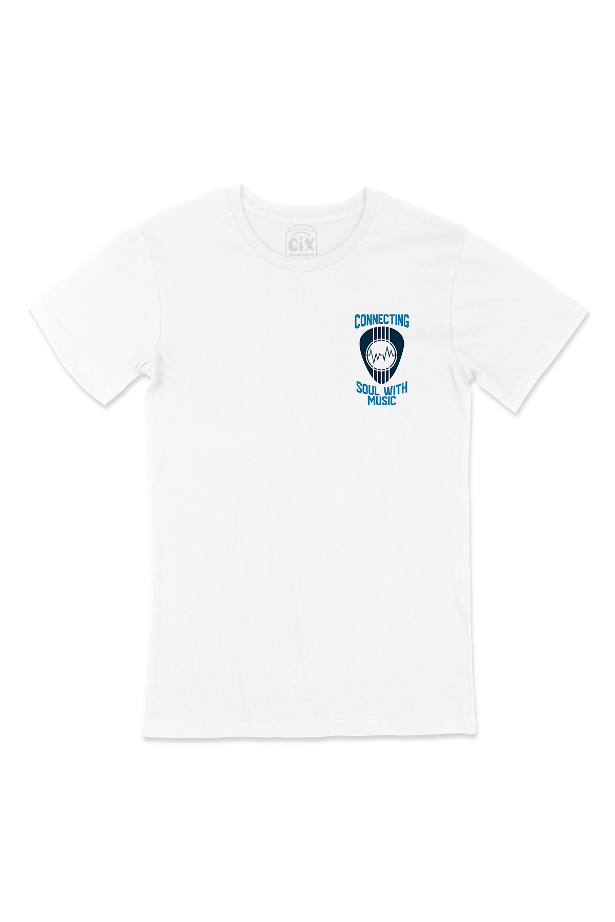 Connecting Soul With Music Cep Logo Tasarımlı Beyaz Tişört