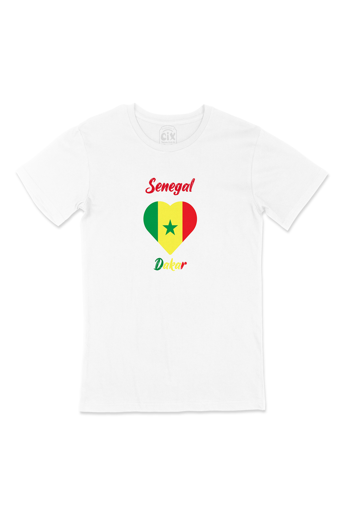 Dakar Senegal Bayraklı Kalpli Tişört