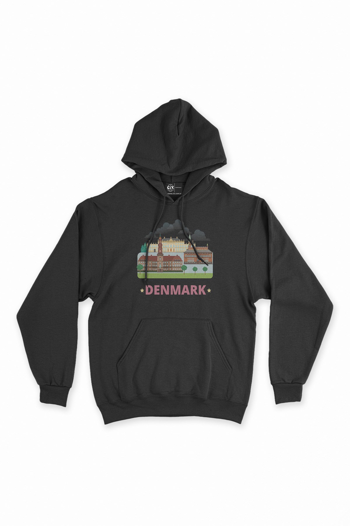 Danimarka Siyah Kapşonlu Sweatshirt Hoodie