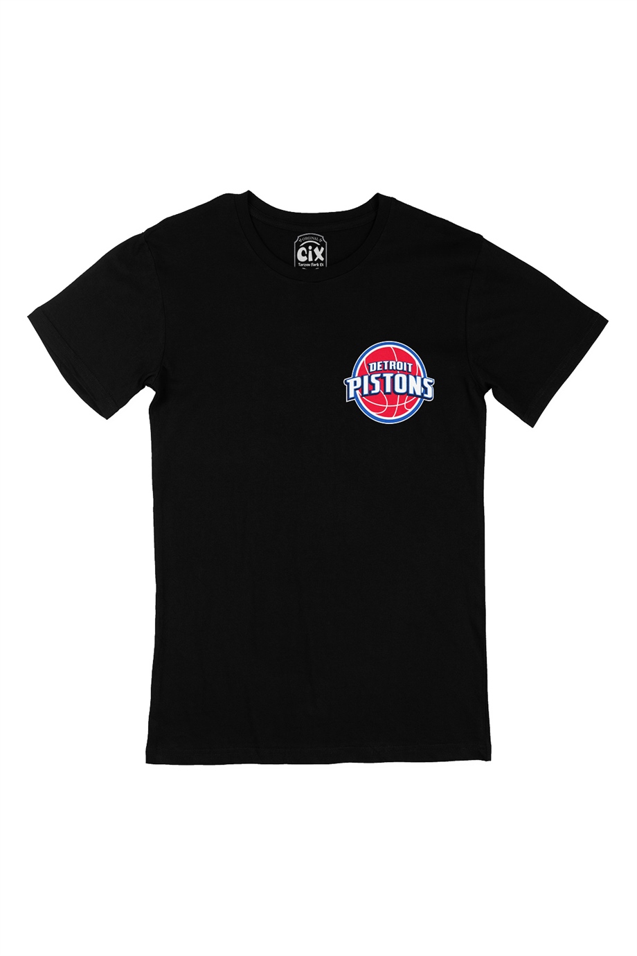 Detroit Pistons Cep Logo Tasarımlı Siyah Tişört