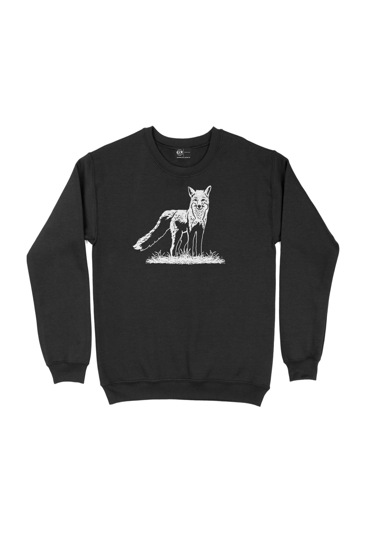 Doğadaki Beyaz Tilki Siyah Sweatshirt