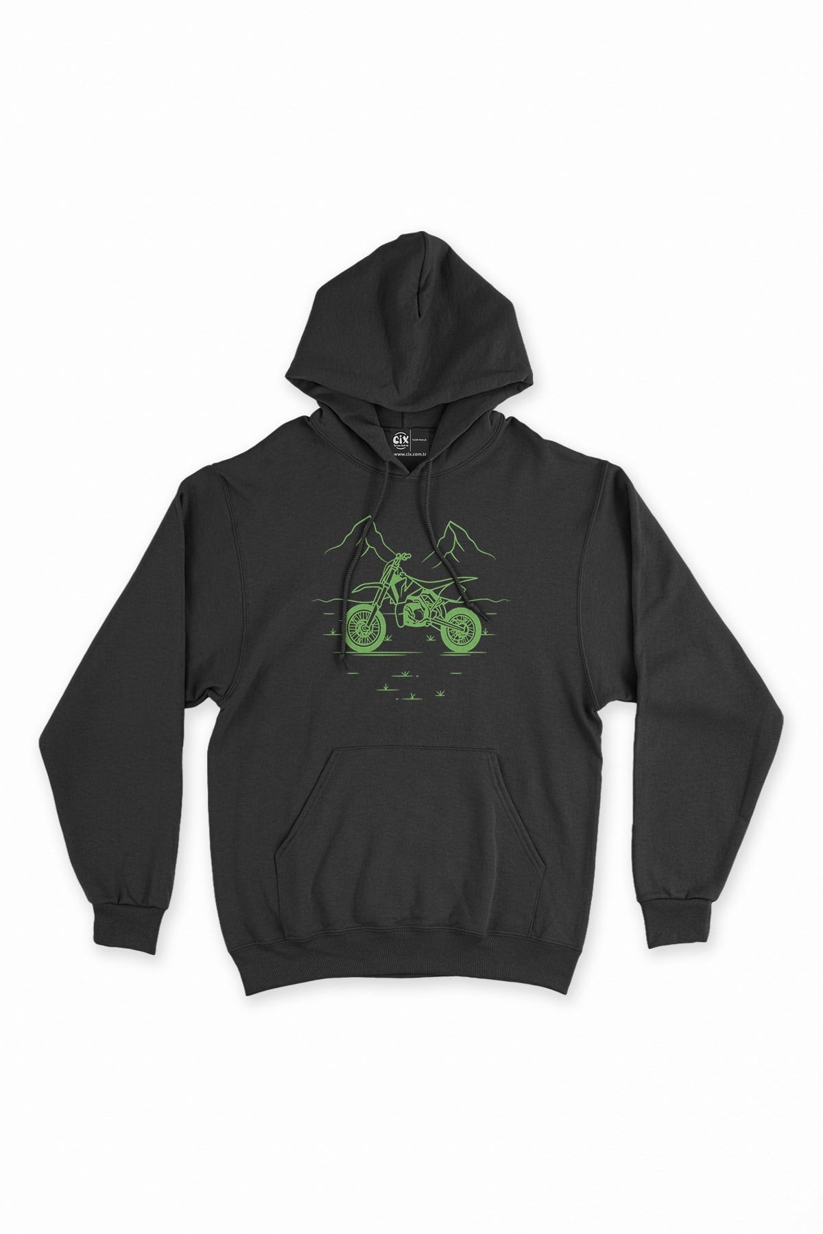 Doğadaki Bisiklet Siyah Kapşonlu Sweatshirt Hoodie