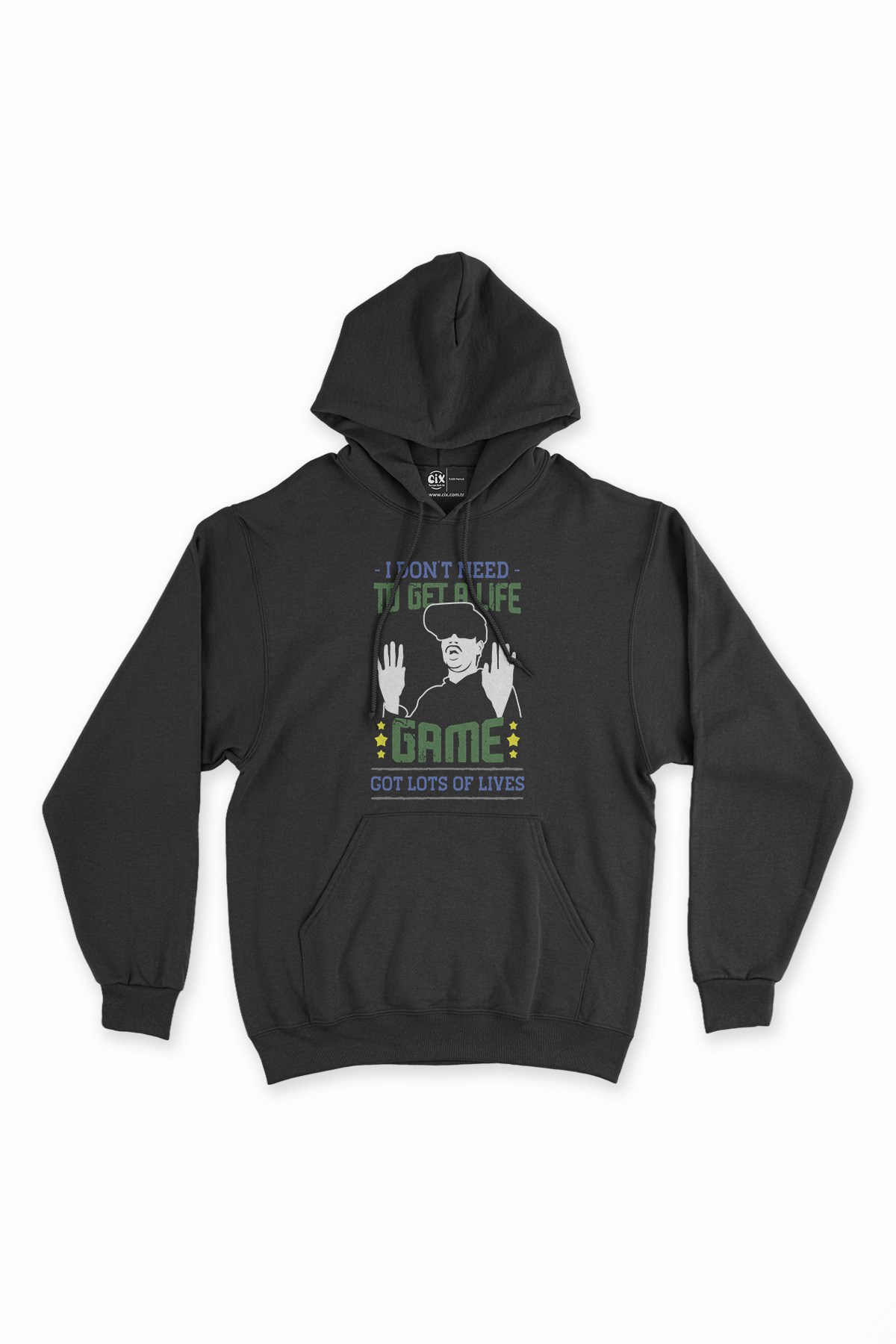 Dont Need Life Siyah Kapşonlu Sweatshirt Hoodie