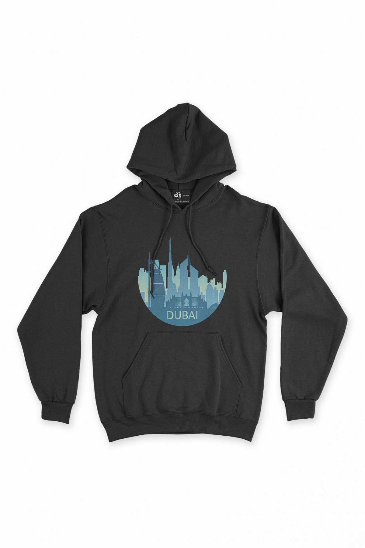 Dubai Siyah Kapşonlu Sweatshirt Hoodie
