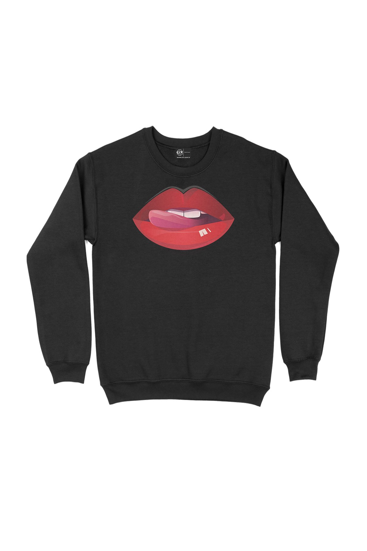 Dudak ve Dil Siyah Sweatshirt